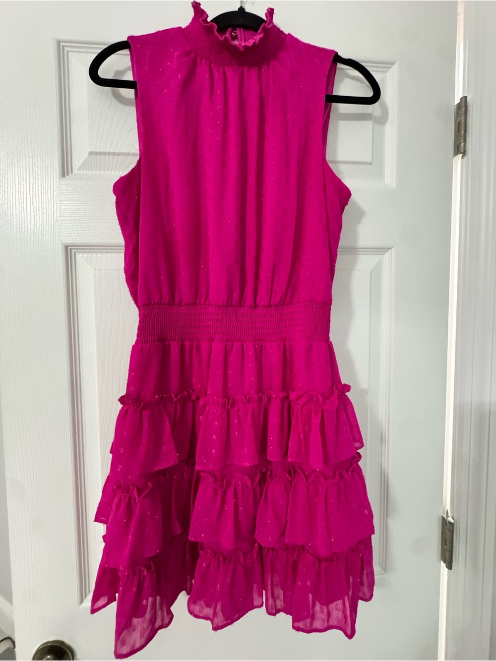 Hot Pink Ruffled Tiered Dress